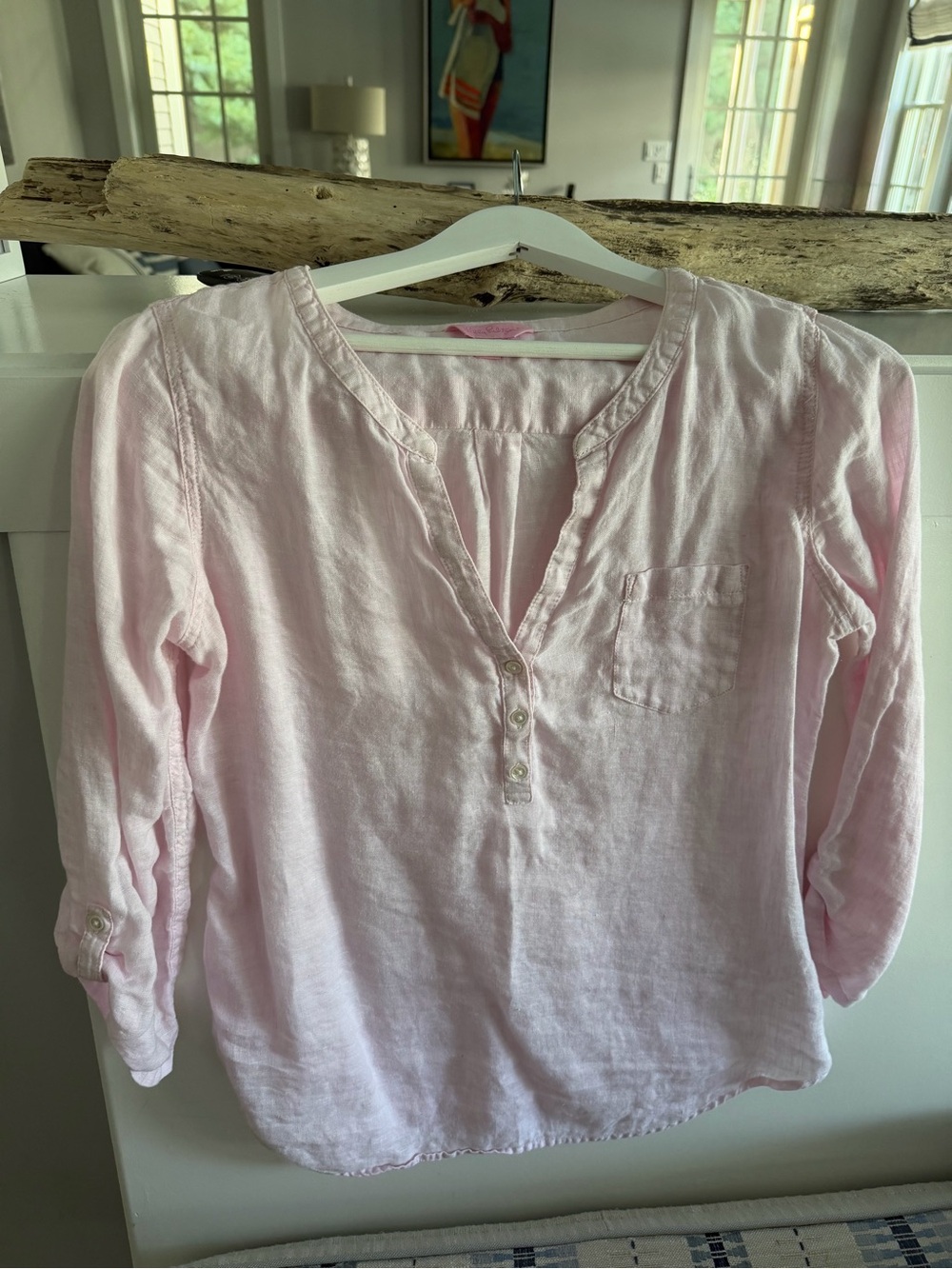 Lilly Pulitzer Light Pink Womens Button Henley Top